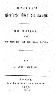 Partition Complete Book (German), Mémoires, ou essai sur la musique