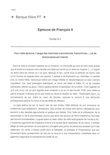 Épreuve: Français II - Banque Filière PT