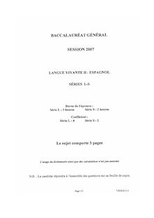 Baccalaureat 2007 lv2 espagnol scientifique afrique