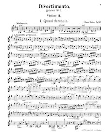 Partition violon 2 , partie, Piano quintette No.2, Divertimento