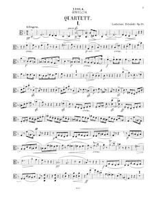 Partition viole de gambe, corde quatuor No.1, Op.28, F major, Żeleński, Władysław