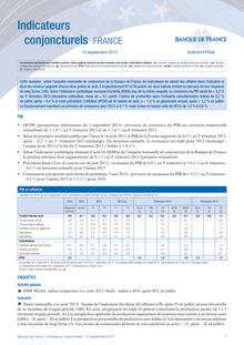 Banque de France : indicateurs conjoncturels, 13/09/203