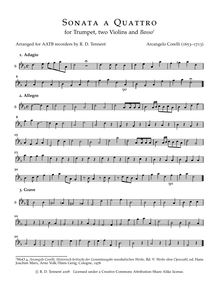 Partition basse, Sonata a Quattro, Corelli, Arcangelo