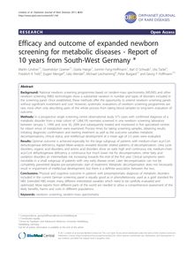 Efficacy and outcome of expanded newborn screening for metabolic diseases - Report of 10 years from South-West Germany *