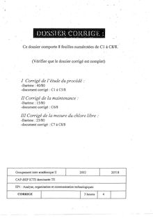 Corrige CAPAQE Analyse  organisation et communication technologiques 2002