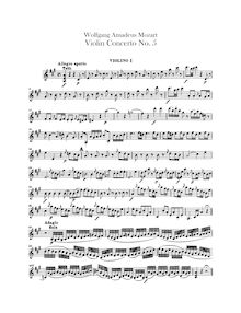 Partition Tutti violons I, II, violon Concerto No.5, Turkish Concerto