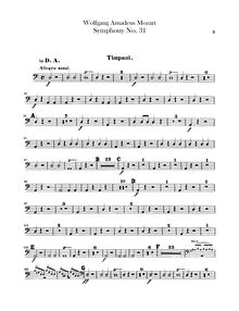 Partition timbales, Symphony No.31, Paris Symphony, D major, Mozart, Wolfgang Amadeus