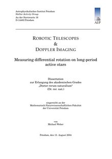 Robotic telescopes & Doppler imaging [Elektronische Ressource] : measuring differential rotation on long-period active stars / Michael Weber