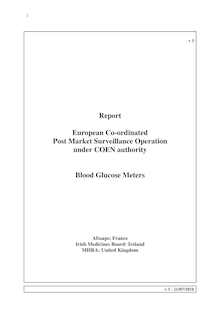 Blood Glucose Meters - European Co-ordinated Post Market Surveillance Operation under COEN authority - Report