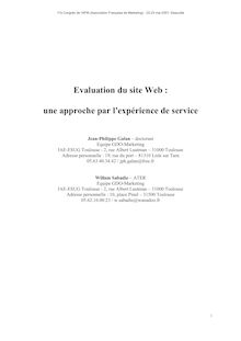 Evaluation du site Web : une approche par l'expérience de service