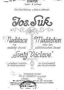 Partition complète, Meditation on pour Old tchèque choral  St. Wenceslas , Op.35a par Josef Suk