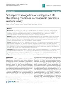 Self-reported recognition of undiagnosed life threatening conditions in chiropractic practice: a random survey