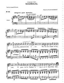 Partition complète (F♯ minor: medium voix et piano), Madrigal