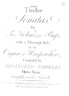 Partition violoncelle, Trio sonates Op.3, Corelli, Arcangelo