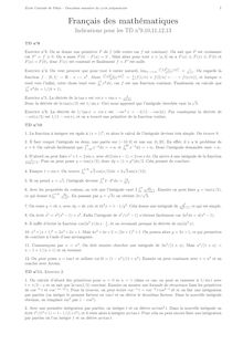 Travaux dirigés de français des mathématiques - FLE pour l entrée en CPGE scientifique, Indications pour les TD Intégration et Equations différentielles (début)