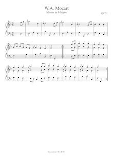 Partition complète, Minuet en F-Major K.Anh.32, F-Major, Mozart, Wolfgang Amadeus