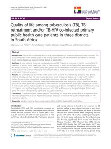 Quality of life among tuberculosis (TB), TB retreatment and/or TB-HIV co-infected primary public health care patients in three districts in South Africa