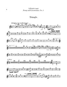 Partition Triangle, tambourin/Jingles/carillon, petit tambour,basse tambour/Cymbal, timbales (tambourin et carillon en option), Pomp et Circumstance, Op.39
