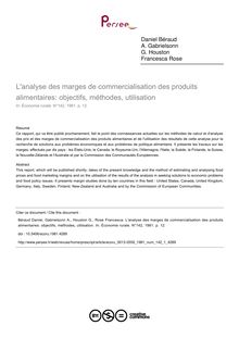 L analyse des marges de commercialisation des produits alimentaires: objectifs, méthodes, utilisation - article ; n°1 ; vol.142, pg 12-12