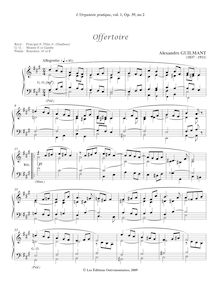 Partition , Offertoire, L Organiste Pratique, Guilmant, Alexandre
