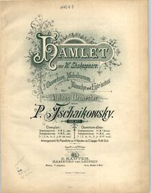 Partition couverture couleur, Hamlet, Гамлет, Tchaikovsky, Pyotr