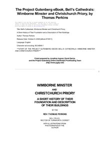 Bell s Cathedrals: Wimborne Minster and Christchurch Priory - A Short History of Their Foundation and a Description of Their Buildings