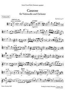 Partition Solo violoncelle, Canzone, Canzone für Violoncello und Orchester, Op.55