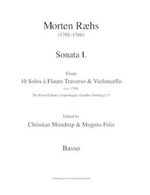 Partition Basso continuo, VI Sonate per il Flauto Traversiere, Ræhs, Martin