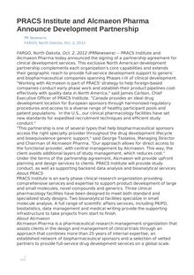 PRACS Institute and Alcmaeon Pharma Announce Development Partnership