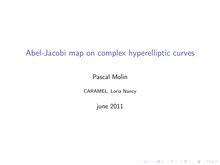 Abel Jacobi map on complex hyperelliptic curves