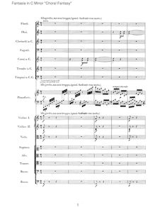 Partition Allegretto, ma non troppo, (quasi Andante con moto), Fantasia pour Piano, chœur et orchestre