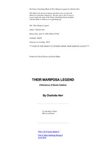Their Mariposa Legend; a romance of Santa Catalina