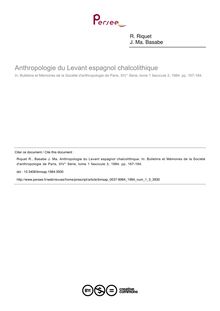 Anthropologie du Levant espagnol chalcolithique - article ; n°3 ; vol.1, pg 167-184