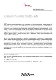 Un romancier d accusation, Rachid Boudjedra - article ; n°1 ; vol.22, pg 69-98