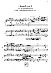 Partition Etude No.2 en E♭ major Andantino capriccioso (BV B 70), Grandes études de Paganini
