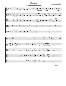 Partition Musa quand il tuo canto - partition complète (Tr A T T B), Madrigali a 5 voci, Libro 1