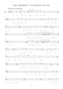 Partition basse 1 , partie, Missa Papae Marcelli, Palestrina, Giovanni Pierluigi da