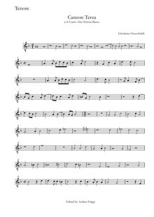 Partition ténor (g clef), Canzon Terza à , Canto Alto ténor Basso