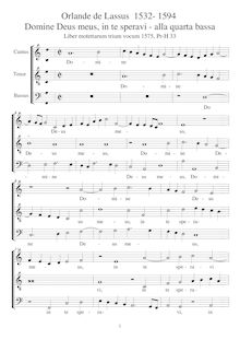 Partition Score alla quarta bassa (AT/BB voix ou instruments, 4th down), Domine Deus meus, en te speravi