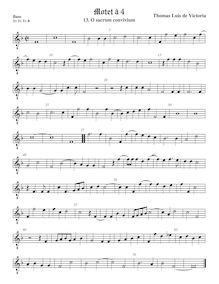 Partition viole de basse, octave aigu clef, O sacrum convivium à 4