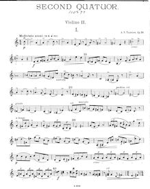 Partition violon 2, corde quatuor No.2, C major, Taneyev, Aleksandr