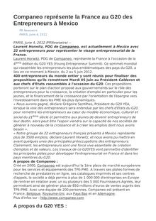 Companeo représente la France au G20 des Entrepreneurs à Mexico