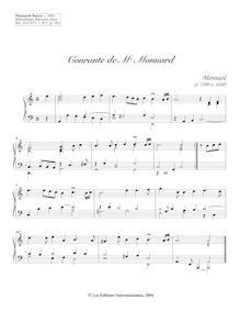 Partition Courante (A minor), clavecin pièces from Manuscrit Bauyn