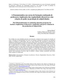 A ETNOMATEMÁTICA NOS CURSOS DE FORMAÇÃO CONTINUADA DE PROFESSORES: IMPLICAÇÕES DAS REGULARIDADES DISCURSIVAS E DAS RELAÇÕES DE PODER NA PRODUÇÃO DE SUBJETIVIDADES (The  Ethnomathematics in continuing education programs for teachers: implications of discursive regularities and power relations in the production of subjectivities)