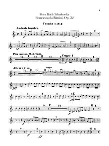 Partition trompette 1, 2 (E), Francesca da Rimini, Франческа да Римини