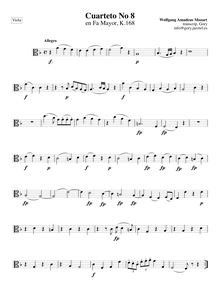 Partition viole de gambe, corde quatuor No.8, Quartet, F major, Mozart, Wolfgang Amadeus par Wolfgang Amadeus Mozart