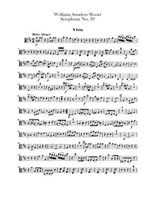 Partition altos, Symphony No.30, D major, Mozart, Wolfgang Amadeus