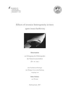Effects of resource heterogeneity in trees upon insect herbivory [Elektronische Ressource] / vorgelegt von Haike Ruhnke
