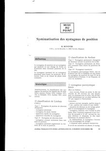 SYSTEMATISATION DES NYSTAGMUS DE POSITION (1982)