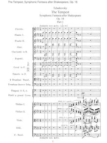 Partition Incomplete Score, pour Tempest, Буря, F minor, Tchaikovsky, Pyotr